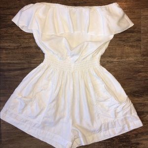 Strapless Jumper Swimsuit Coverup White